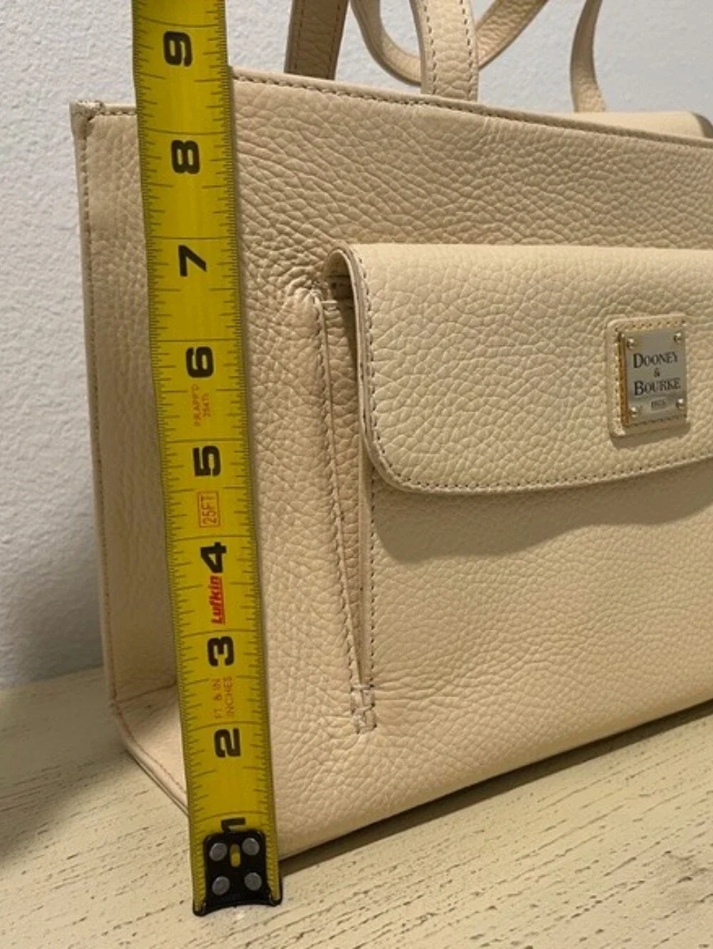 Dooney & Bourke Janine Front Pocket Satchel In Ivory/Cream Pebbled‎ Leather NWT